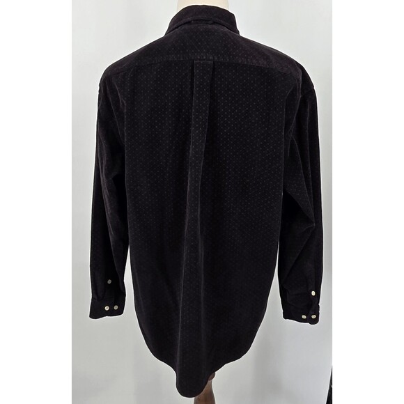 Tommy Hilfiger Corduroy Button Up Men's Shirt Black w/ Gold Design Men's L - Picture 3 of 5